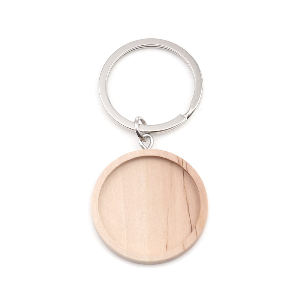 Support cabochon Porte cl&eacute; 30 mm Bois N&deg;01