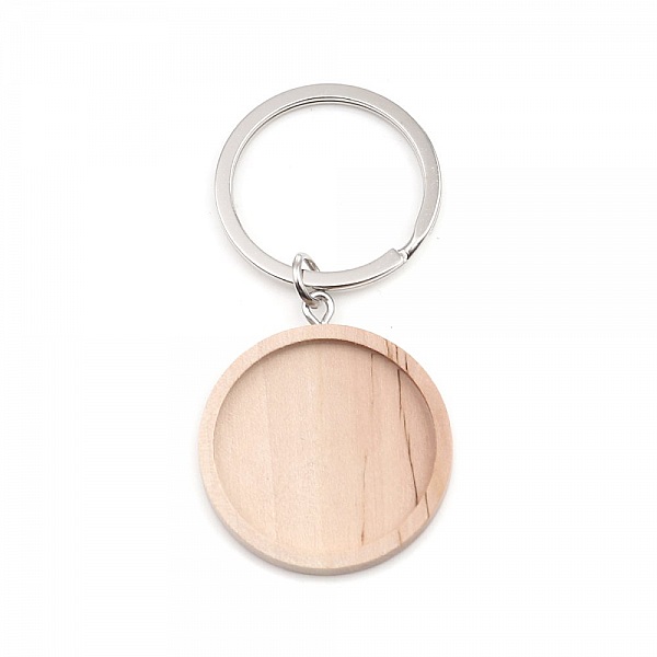 Support cabochon Porte cl&eacute; 30 mm Bois N&deg;01