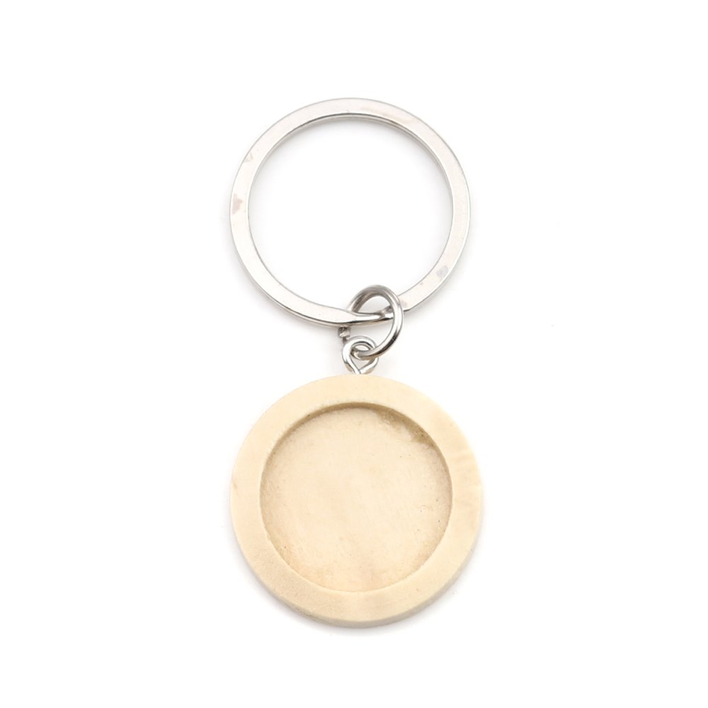 Support cabochon Porte cl&eacute; 20 mm Bois N&deg;01