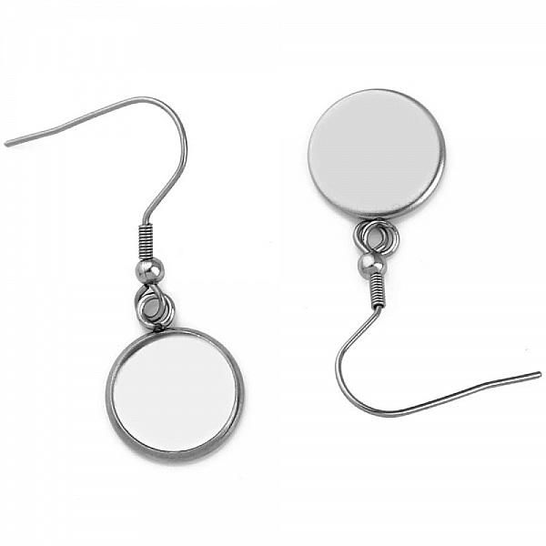 Support cabochon boucle d'oreille 18 mm N&deg;06 Argent Vieilli