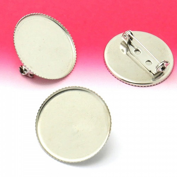 Support cabochon broche 20 mm Acier Inoxydable argent vieilli N&deg;01