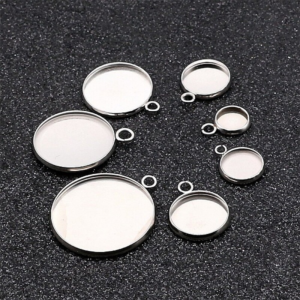 Support cabochon rond 16 mm Acier Inoxydable N&deg;05 Anneau Ouvert