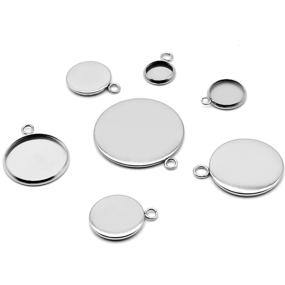 Support cabochon rond 18 mm Acier Inoxydable N&deg;05 Anneau Ouvert