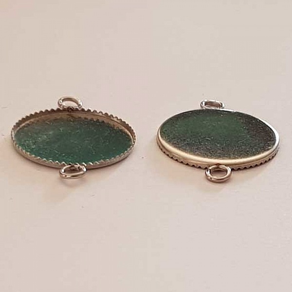 Support cabochon rond 18 mm Acier Inoxydable 2 Anneaux