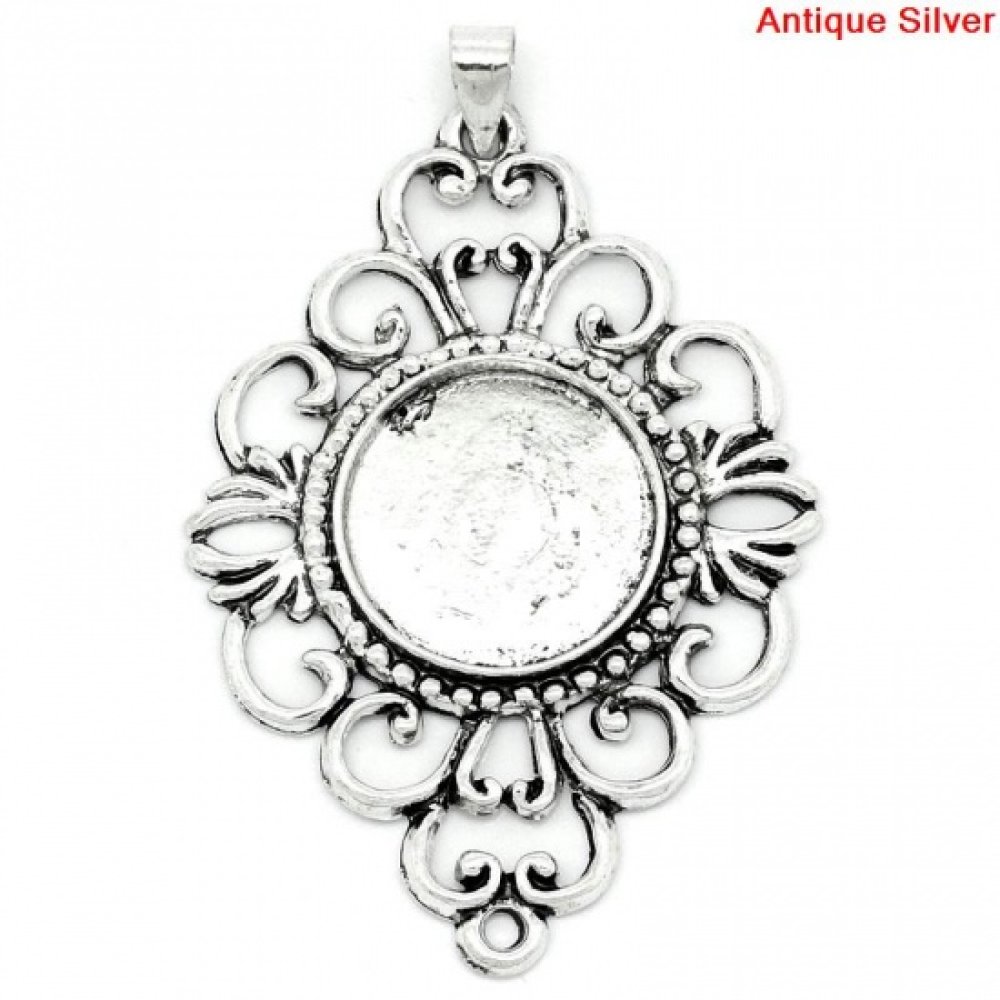 Support cabochon rond 18 mm Argent N&deg;01
