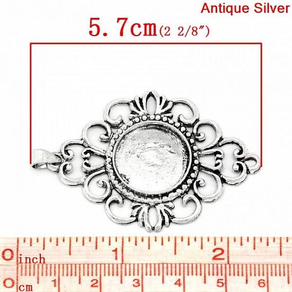 Support cabochon rond 18 mm Argent N&deg;01