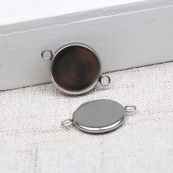 Support cabochon rond 08 mm Acier Inoxydable N&deg;03 -2 Anneaux
