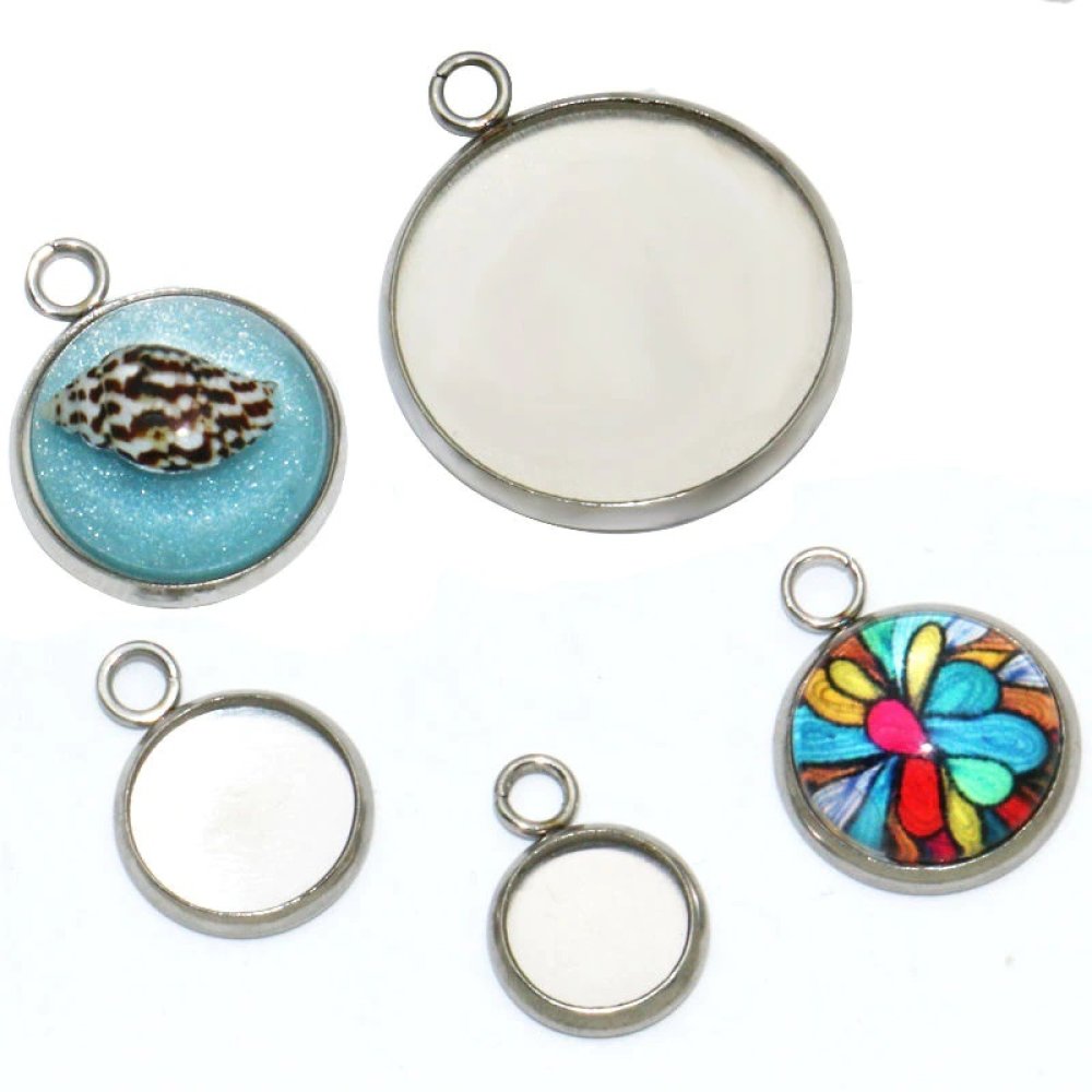 Support cabochon rond 10 mm Acier Inoxydable N&deg;05 Anneau Ferm&eacute;