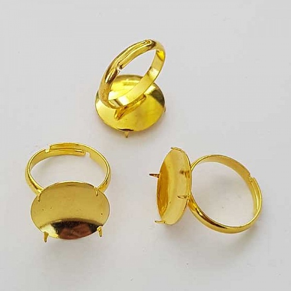 Support de bague r&eacute;glable avec plateau 4 griffes argent&eacute; N&deg;02 Dor&eacute;