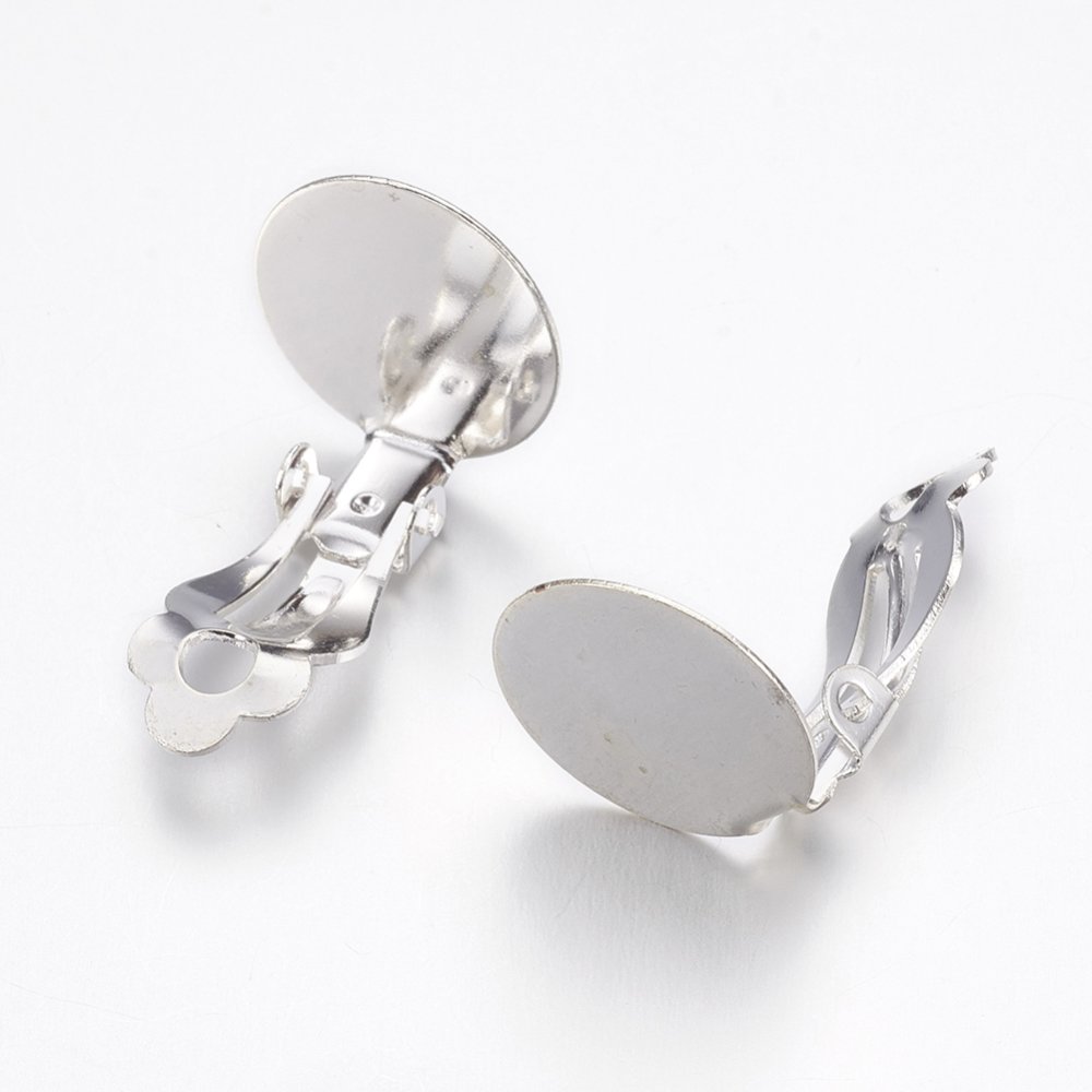 Paire de supports boucles d'oreilles clips avec plateau rond.