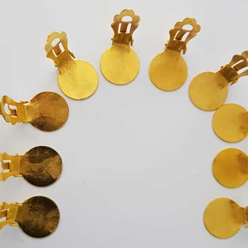 Supports Boucles d'oreilles Clips Plateau N&deg;01 2&eacute;me Choix x 10 Paires Dor&eacute;