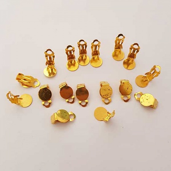 Supports Boucles d'oreilles Clips Plateau N&deg;04 2&eacute;me Choix x 10 Paires Dor&eacute;