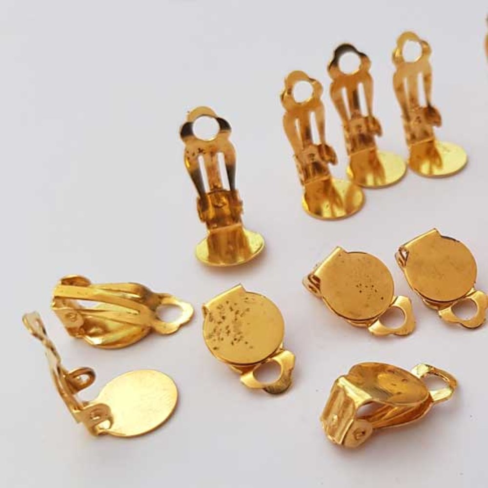 Supports Boucles d'oreilles Clips Plateau N&deg;04 2&eacute;me Choix x 10 Paires Dor&eacute;