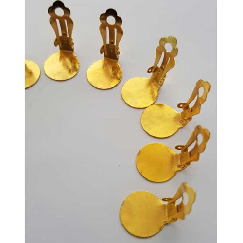 Supports Boucles d'oreilles Clips Plateau N&deg;06 2&eacute;me Choix x 10 Paires Dor&eacute;
