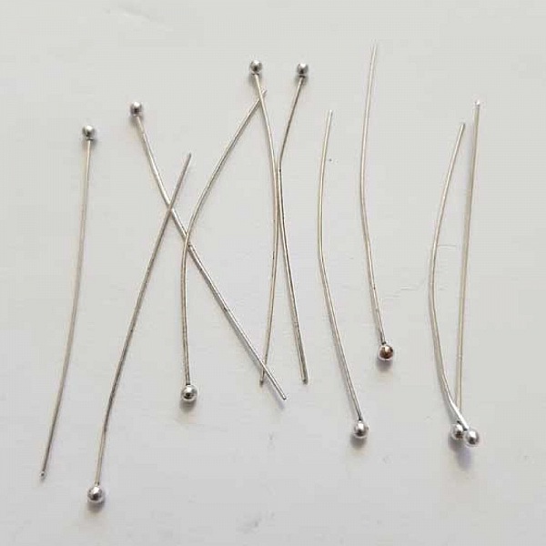 Tige / clou 40mm &agrave; t&ecirc;te boule argent x 10 pi&egrave;ces