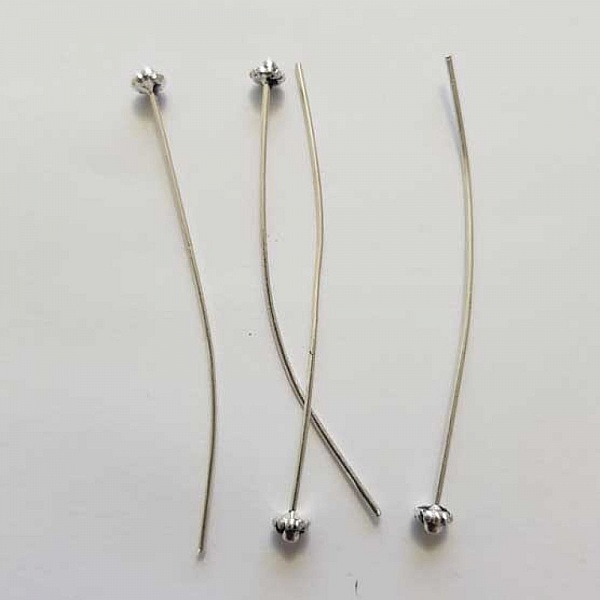 Tige / clou 54mm &agrave; t&ecirc;te boule fantaisie N&deg;04 argent Vieilli x 1 pi&egrave;ce
