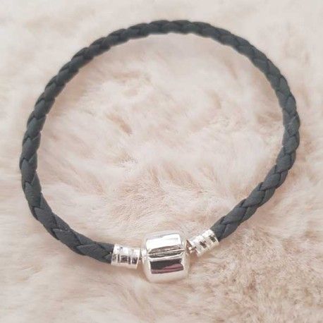 Bracelet Clip Europ&eacute;en tress&eacute; Uni 01 DU 15 AU 23 CM Gris