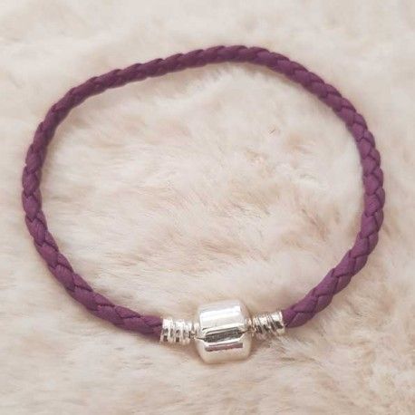 Bracelet Clip Europ&eacute;en tress&eacute; Uni 01 DU 15 AU 23 CM Pourpre