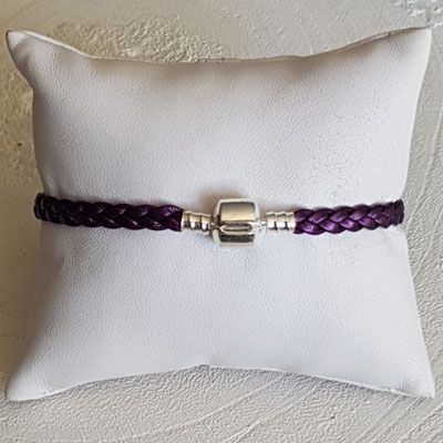 Bracelet Clip Europ&eacute;en tress&eacute; Uni 03 DU 15 AU 23 CM Prune