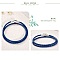 Bracelet Double Cuir Tress&eacute; Bleu 38 cm Fermoir Clip Argent 925