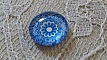 cabochon rond en verre 12mm fleur bleu 026 