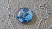 cabochon rond en verre 12mm fleur bleu 016 