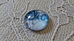 cabochon rond en verre 12mm fleur bleu 010 