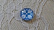 cabochon rond en verre 12mm fleur bleu 005 