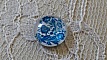 cabochon rond en verre 12mm fleur bleu 003 