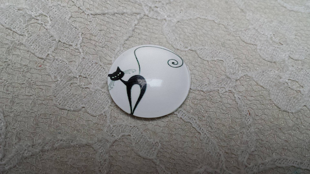 cabochon rond en verre 10mm chat 006 