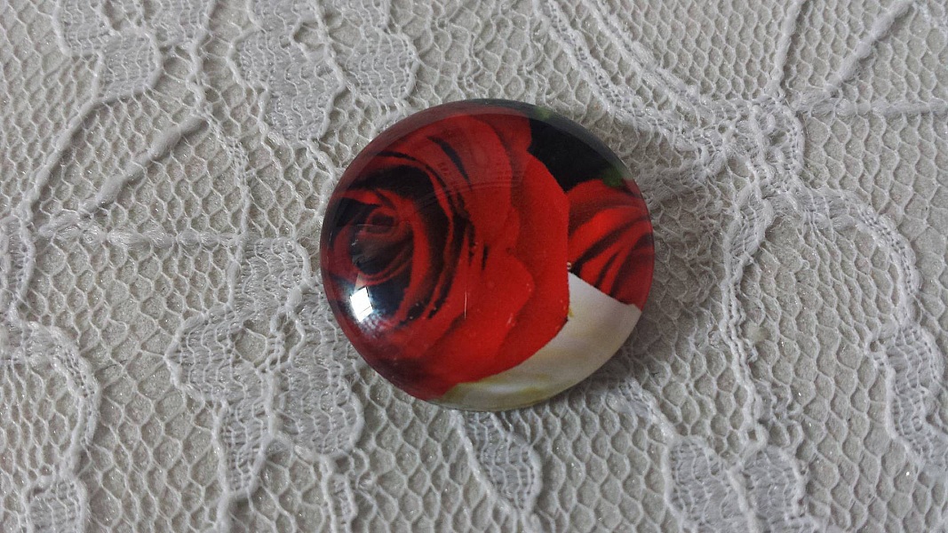 cabochon rond en verre 20mm fleur 01-027 