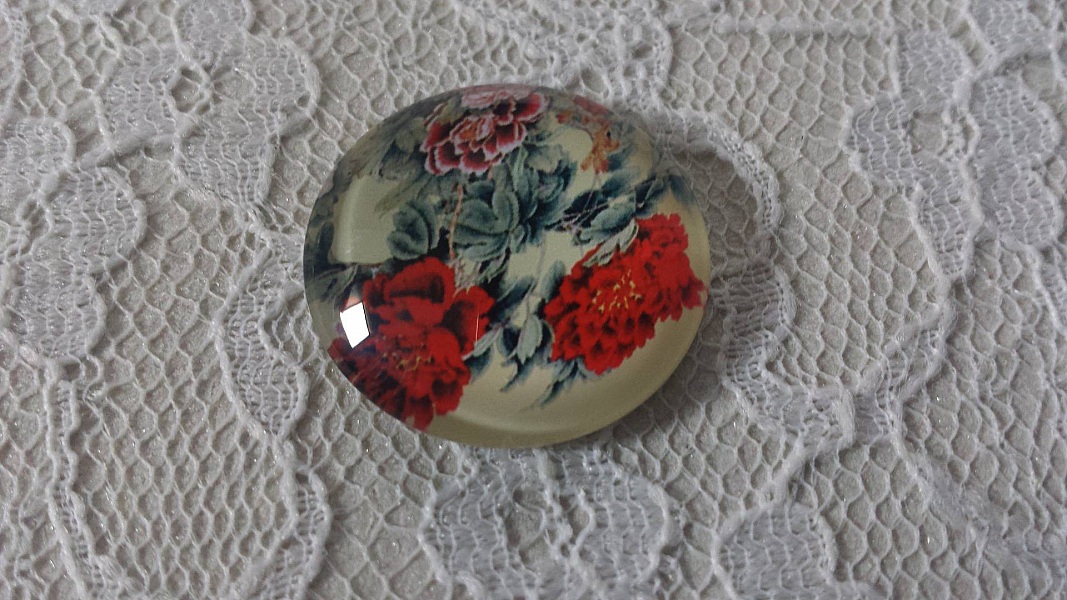 cabochon rond en verre 20mm fleur 01-026 
