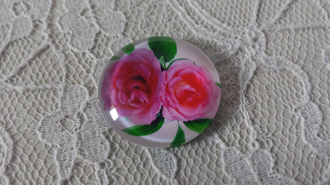 cabochon rond en verre 20mm fleur 01-023 