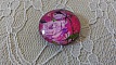 cabochon rond en verre 25mm fleur 01-034 