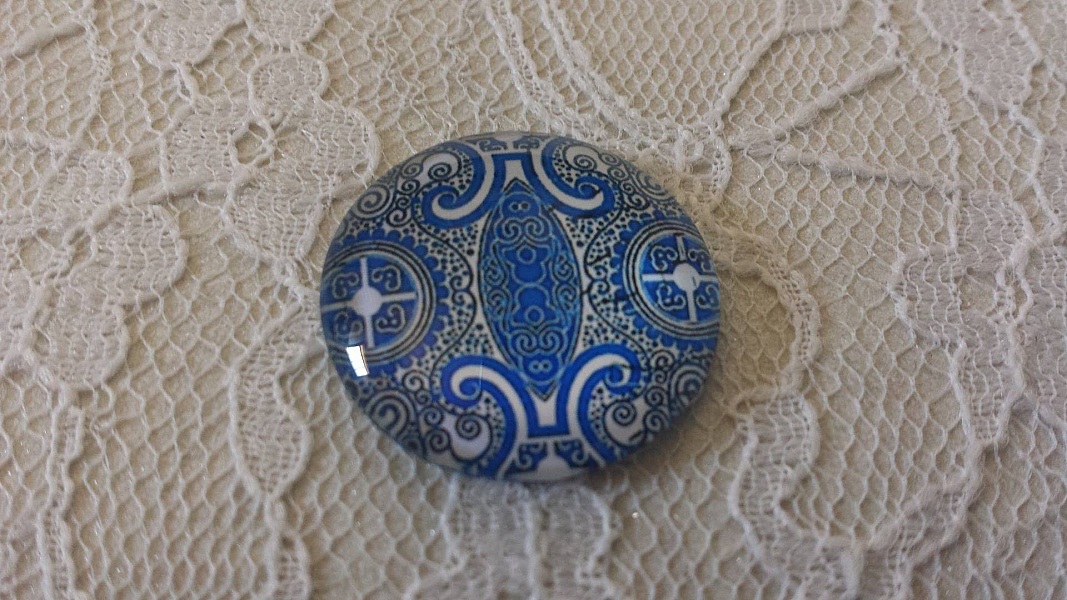 cabochon rond en verre 25mm fleur 008 