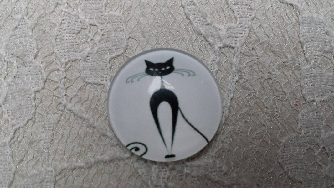 cabochon rond en verre 25mm chat 016 