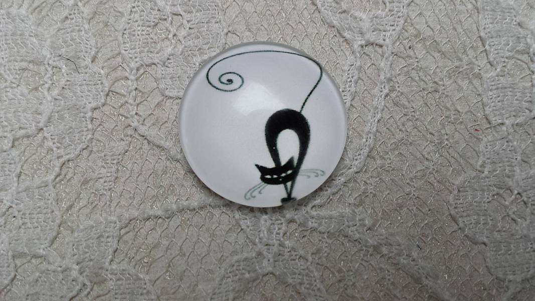 cabochon rond en verre 20mm chat 015 