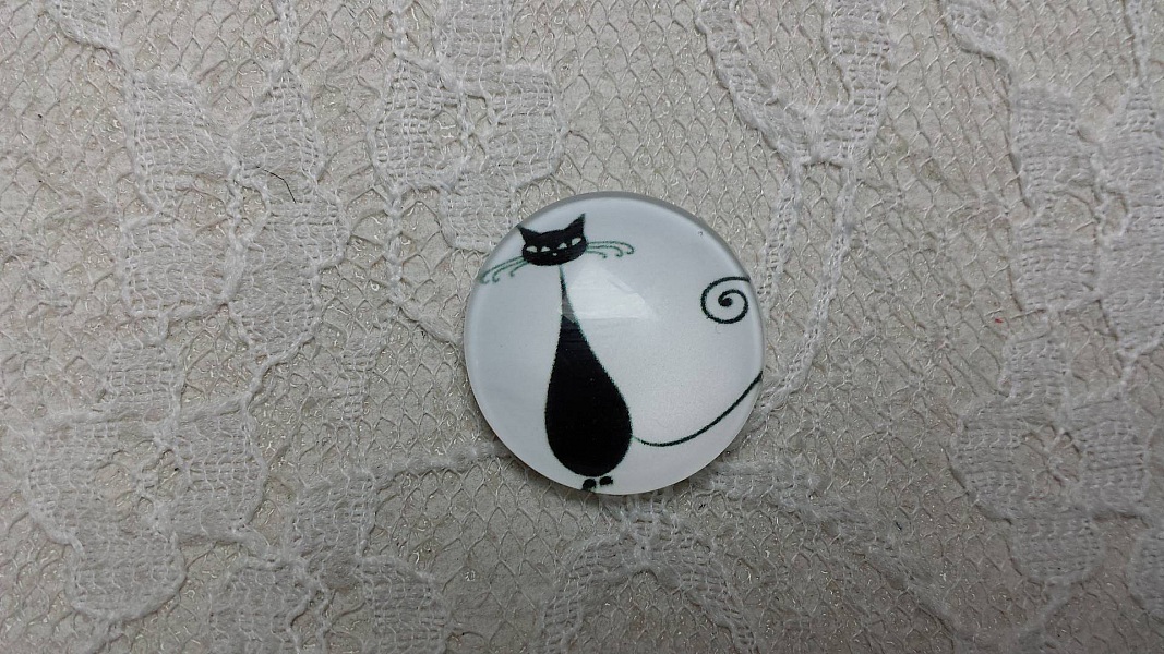 cabochon rond en verre 20mm chat 013 
