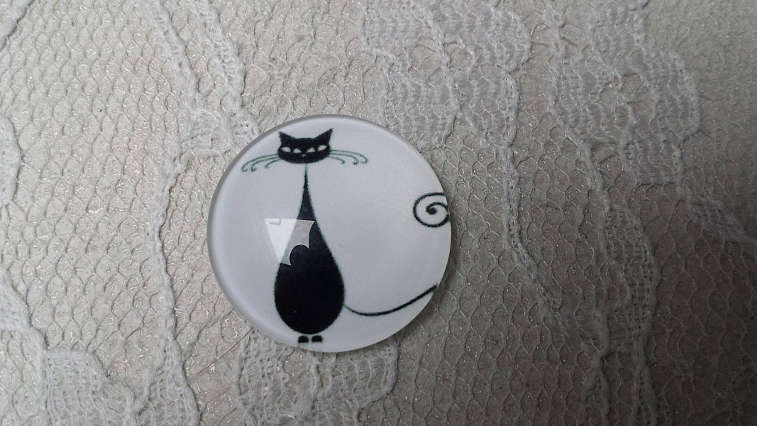 cabochon rond en verre 20mm chat 005 