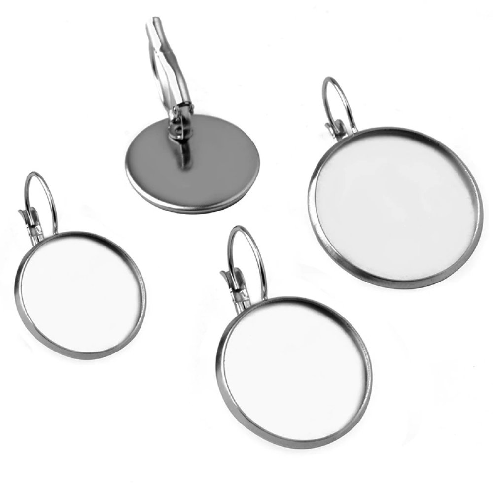 support cabochon acier inoxydable boucle d'oreille 18 mm N&deg;07
