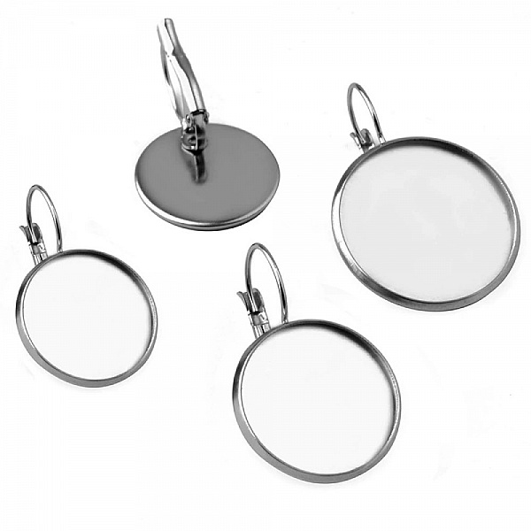 support cabochon acier inoxydable boucle d'oreille 18 mm N&deg;07