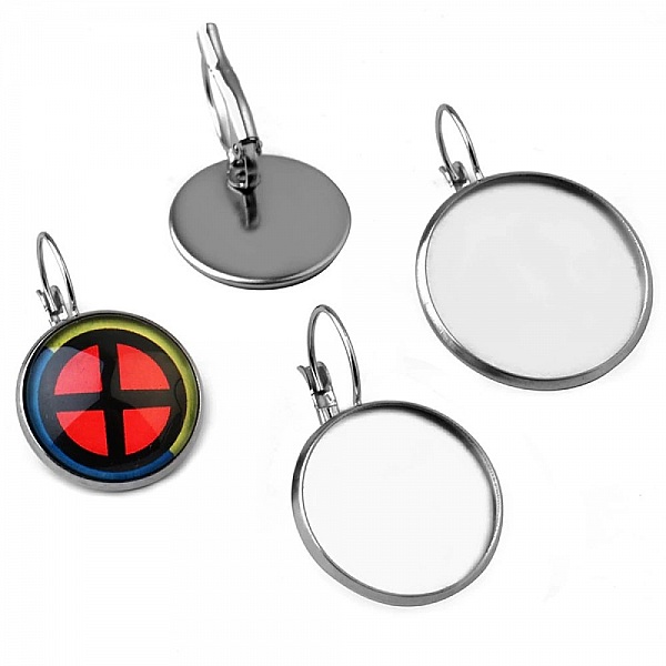 support cabochon acier inoxydable boucle d'oreille 18 mm N&deg;07
