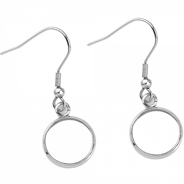 support cabochon acier inoxydable boucle d'oreille 14 mm N&deg;06 Argent