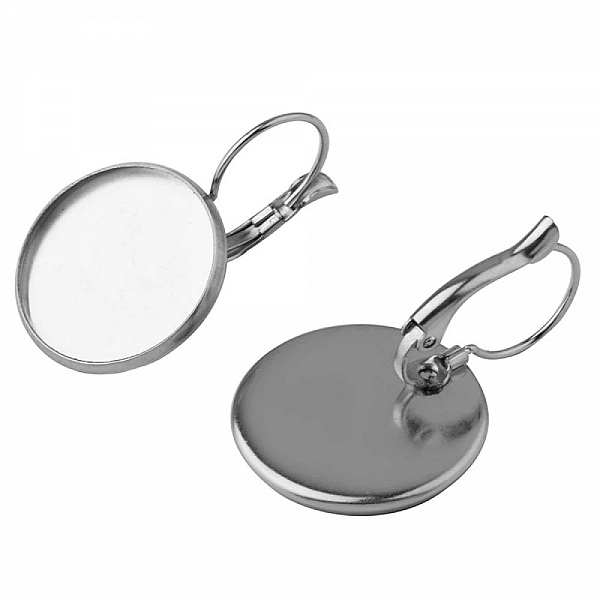 support cabochon rond acier inoxydable boucle d'oreille 12 mm N&deg;07