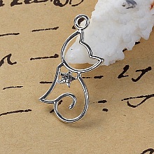 Lot de 5 Breloques Chats N&deg;2 Argent&eacute; 29 mm x 13 mm