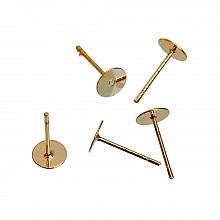 1 Paire Boucles d'oreille puce ronde plateau 6 mm Plaqu&eacute; OR 14K N&deg;01