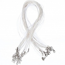 10 Colliers ruban organza et cordon enduit cir&eacute; blanc