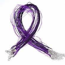 Collier ruban organza N&deg;16 et cordon enduit cir&eacute;