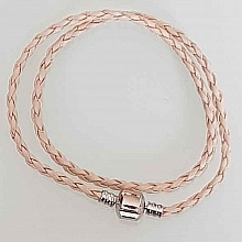 Bracelet Europ&eacute;en 2 tours tress&eacute; Clip Uni 02 20cm