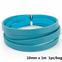 Cuir 10 mm Bleu Paon 1 m&egrave;tre